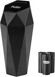 Car Trash Can with Lid, Leakproof Automotive Portable Trash Bin, Diamond Design Easy to Clean Plastic Desktops Dustbin Organizer for Car Home Office with 90pcs Trash Bags