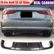 For Audi S3 A3 Sline Sedan 2013-16 Carbon Fiber Rear Bumper Diffuser Lip Spoiler (for: Audi)