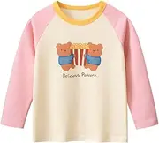 [Meufam] Toddler Boys Girls Raglan Long Sleeve T-Shirt Cotton Crewneck Casual Shirts 1 Pack Kids Fashion Graphic Tops