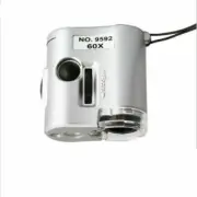 60x LED UV lighted Mini Portable Pocket Microscope Loupe Glass Stamps Magnifier