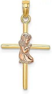 [JewelryWeb] 14ct Gold 14mm Pink Teen Religious Faith Cross 2 d