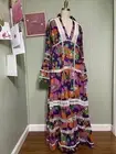 Dodo Bar Or Angel Enid Embroidered Unique Cute Purple Floral Bell Maxi Dress