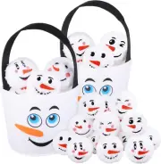 52 Pieces Snow Toy Balls Set 2.8 Inch Plush Snowmen Balls with 4 Snowman Bags Fi