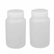 2Pcs 250ml Plastic Wide Mouth Laboratory Reagent Bottle Sealling Bottle White