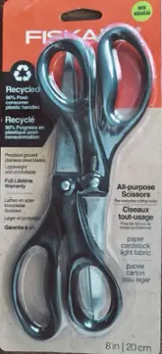 Fiskars Stainless Steel All purposeScissors 8" Recycled Straight Handle - 2 pack