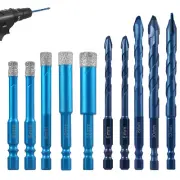 10Pcs Ceramic Tile Drill Bit Set Diamond Drill Bits Set 6/8/10/12 mm for Glass