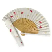 Vintage White Goldfish Sensu Folding Fan with Case from Japan