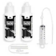 CD Upgraded Formula 2 x 120ml Bottles Tubeless Bicycle Tyre Sealant with Injector Kit - Long Lasting Fast Sealing - Puncture Repair for Road MTB Bikes