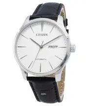 Citizen White Dial Day/Date Leather Strap NH8350-08B Automatic 50M Mens Watch