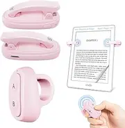 [2 Clips] Finger Ring Kindle Page Turner Remote Control for Paperwhite: Rechargeable RF Wireless Clicker for Reading on Bed for iPhone Android iPad, Camera Shutter & Video Record Accessories (Pink)