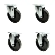 5 Inch Phenolic Wheel Swivel Top Plate Caster Set with 2 Rigid Service Caster
