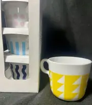 IKEA Framkalla Coffee Tea 7 oz Cup Ceramic Set of 4 Multicolor Retro Design NIB
