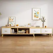 [Uandhome] TV Cabinet,Extendable TV Table,TV Stand with Storage, Modern Entertainment Center for 120-198 * 30 * 40cm TVs,Media Console Table with Cabinets & Open Shelves for Living Room,Bedroom(Wood)