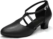 [YCALCP] Modello-DS272D Women's Latin Dance Shoes Closed Toe Salsa Tango Character Waltz Social Ballroom Dance Shoes