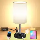 Bedside Table Lamp for Bedroom, Touch Desk Lamps for Nightstand with USB C + a C