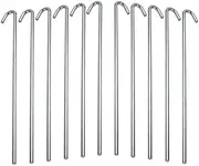 11 Pcs Tent Stakes Heavy Duty Metal, Galvanized Rust-Free Yard Stakes, Garden Edging Fence Hook,Tent Stakes Metal for Outdoor Camping, Tent Garden Stakes for Gardening & Canopies
