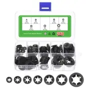 280Pcs Internal Tooth Washers Assortment Kit, 65Mn, 7 Size, Black