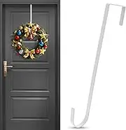 ZningEsxi 30cm Wreath Hanger Front Door Wreath Metal Hook for Christmas Halloween Outdoor Hanging Decoration Over Non Scratch Wall Wreaths(White, 1 Pc)