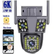 12MP6K HD WiFi Webcam 10X Zoom Triple Len Triple Screen Home Security Protection