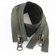 1PC DIY Sewing Double Slider Long Zip Open Ended Jacket Metal Zipper Two-Way Garment Accessories 8# army green 90cm