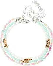 [Piaoliu] Boho beaded anklet Summer Beach anklet Boshibo Anklet turquoise anklet bracelet jewelry (Mixed color)