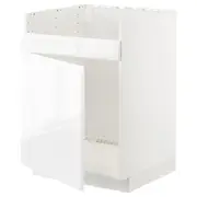 METOD base cab f HAVSEN single bowl sink, white/Voxtorp high-gloss/white, 60x60x80 cm