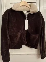 LUSH BOMBER AVIATOR PLUSH CORDUROY SHERPA COLLAR SMALL