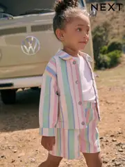 Rainbow 100% Cotton Printed Shacket and Shorts Set (3mths-7yrs) (AA4012) | $46 - $55