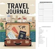 Lesunbak Travel Journal for Women | Laminated Cover Ruled Checklist Notebook with Storage Pocket,Portable Notepad for Handwritten Records Pasted Tickets