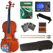 Cecilio 1/4 Size Natural Varnish Violin for Beginners, Hand-Carved Solid Spru