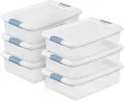 6-Pack Stackable Storage Bin with Lid, Clear Plastic Design, 32 Quart
