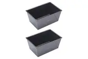 2x Mastercraft 24x16cm Heavy Base Non-Stick Box Sided Loaf Bread Pan Baking BLK