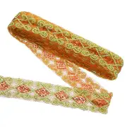 11 Yards Sequins Trim Ribbon 2.4 Inch Lace Gold Edge Sequins for Crafts, Orange