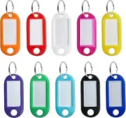 100PCS Key Tags FUNCYboo,Key Labels Keychain Tags Tough Plastic Key Tags with Split Ring Label Window Clear Soft Key Tags with Blank Labels Key Chain ID Tags for Name Luggage Backpack Bags(10 Colors)