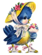 Vintage Image Shabby Lady Bluebird Floral Bonnet Furniture Transfer Decal BIR832