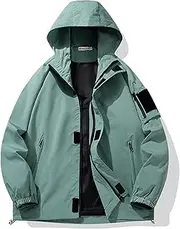 [WolweS] Men's Rushing Jacket Jacket Loose Casual Trend Simple Basic Paragraph Outdoor Mountaineering Sports Long-sleeved Zip Hoodie