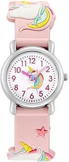 [JEWEDECO] Children's Watch Watch Watches for Ages 5-7 Watch for Watches for Ages 3 Watches for Ages 3-5 Girl Watch Pink Ordinary Glass Mirror