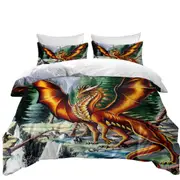 Nature Mountain Waterfall Forest Solaris Dragon Quilt Cover