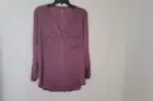 Soho New York Company Jeans Top Size L Mauve Chest Pockets Roll Tab Sleeves NWT