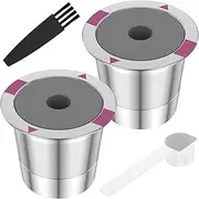 DNAMYJME Reusable Coffee Filter Stainless Steel Coffee Pods with Spoon and Brush Refillable Coffee Pods 360° Perforated Stainless Steel Coffee Capsules Practical Coffee Pods Filter for Coffee Machine