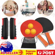 Table Tennis Kit Ping Pong Set Retractable Net Rack + 2 Bats + 3 balls AU