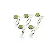 WHOLESALE 5PC 925 SOLID STERLING SILVER GREEN JADE RING LOT D037