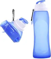 RUNGOS Collapsible Water Bottle for Travel Essentials [Double Lock Cap Leak Proof] [Half Transparent] BPA Free Silicone, Rollable Foldable Water Bottle with Clip for Backpack Outdoor Hiking Riding etc