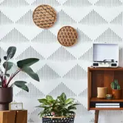 PYRAMID Wall Pattern Stencil, Triangle Lines, Primitive Texture, Boho Style wall