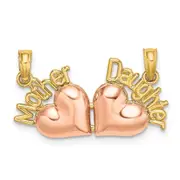 14k Two-tone Gold Two-tone Gold MOTHER and DAUGHTER Break-Apart Hearts Charm
