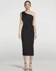 RACHEL GILBERT Black Luna One Shoulder Midi Dress RRP $870.00BNWT Size 12