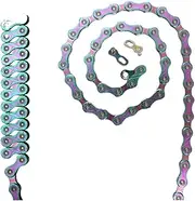 10S/11Speed Bicycle Chain Rainbow Color 116 Links Ultralight Bike Chain with Magic Buckle for MTB/BMX/Road Bike(10S Rainbow)
