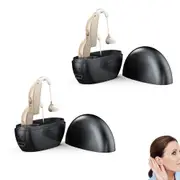 2pcs Rechargeable Hearing Aids Noise Cancelling Hearing Amplifiers-Black
