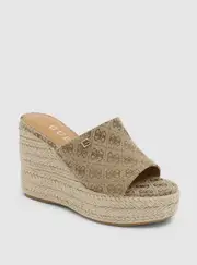 GUESS Women's Brown Evba Platform Wedge Sandal Size: 10