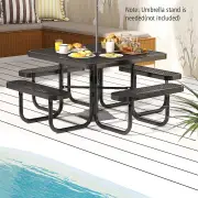 CostwayHeavy Duty 116cm Square Picnic Table and Bench for 8-Black
